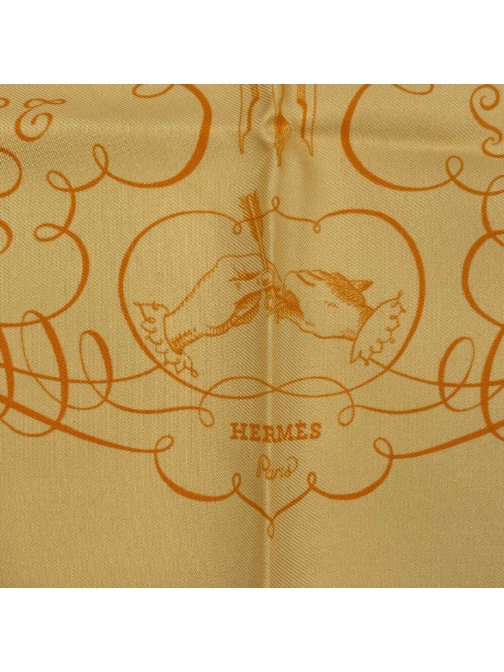 Hermes Scarf Silk Lart Decrire Calligraphy Art Yellow - Picture 6 of 8